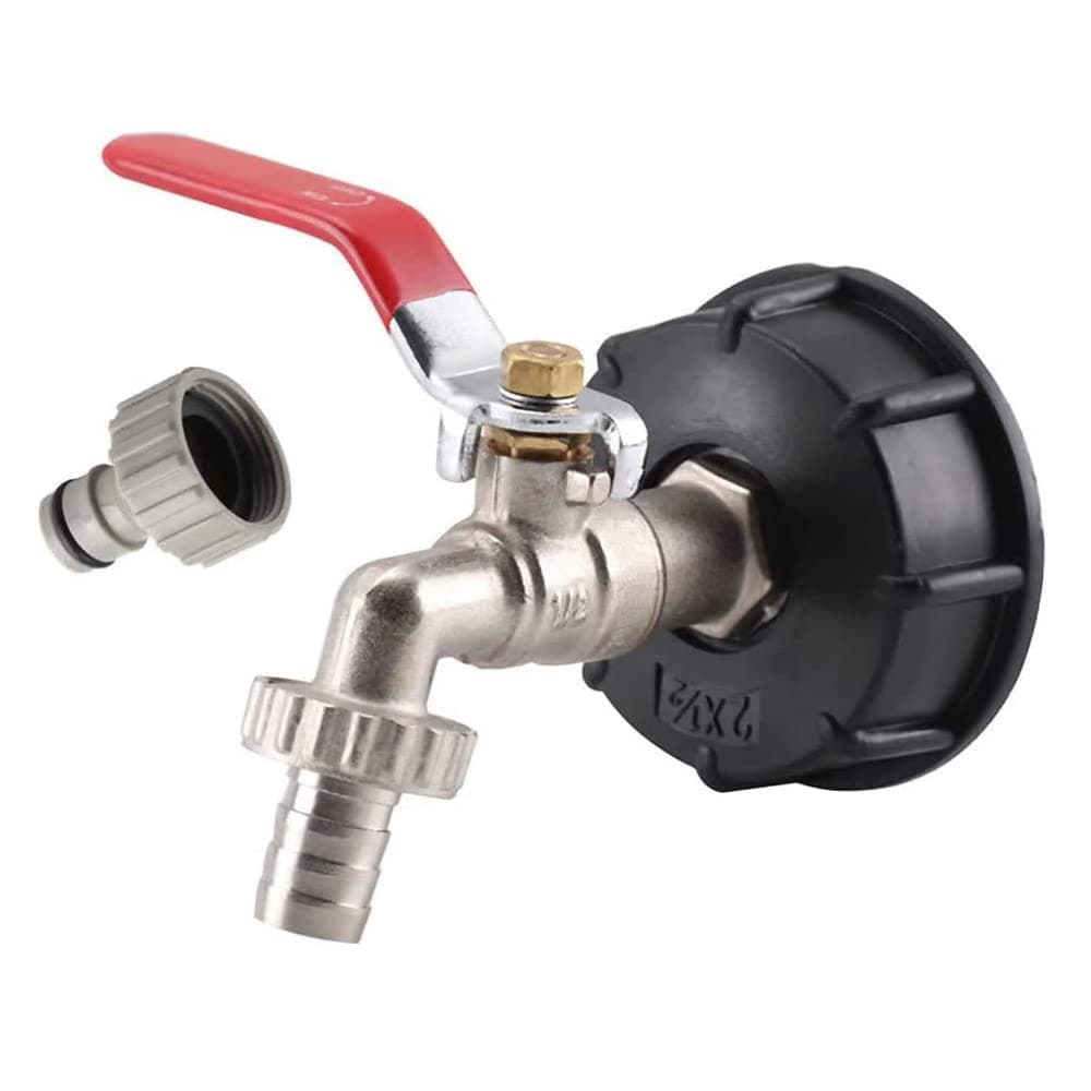 IBC Adapter, 1000 Liter Tank Adapter IBC Tank Adapter S60X6 to Brass Garden Tap 1/2" Hose Fitting Oil Fuel Water Replacement Valve Fitting Parts