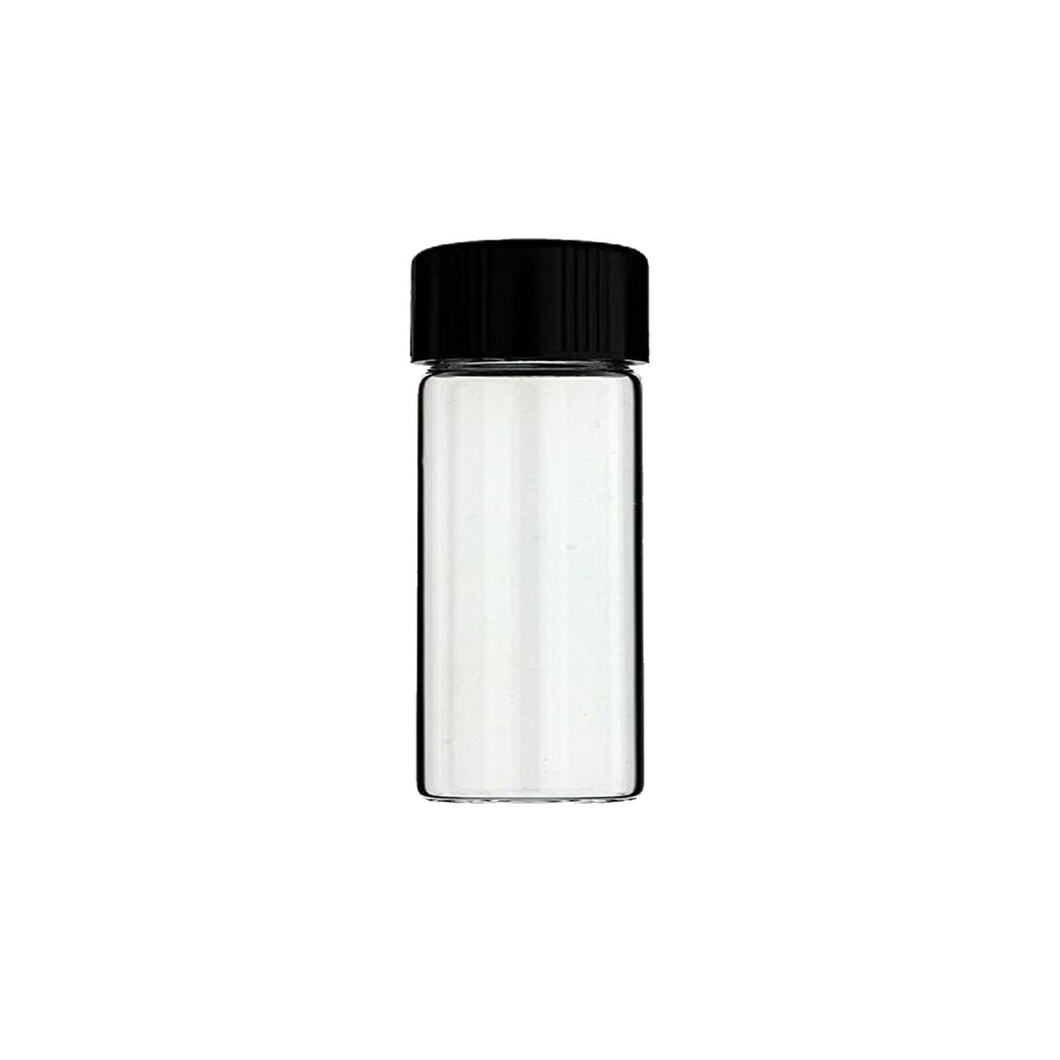 12-Pack of 3 inches, 30 mL, Clear Glass Bottles Storage Container Sample Cosmetic Herb Spice Specimen Vials with Black Phenolic Screw on Caps