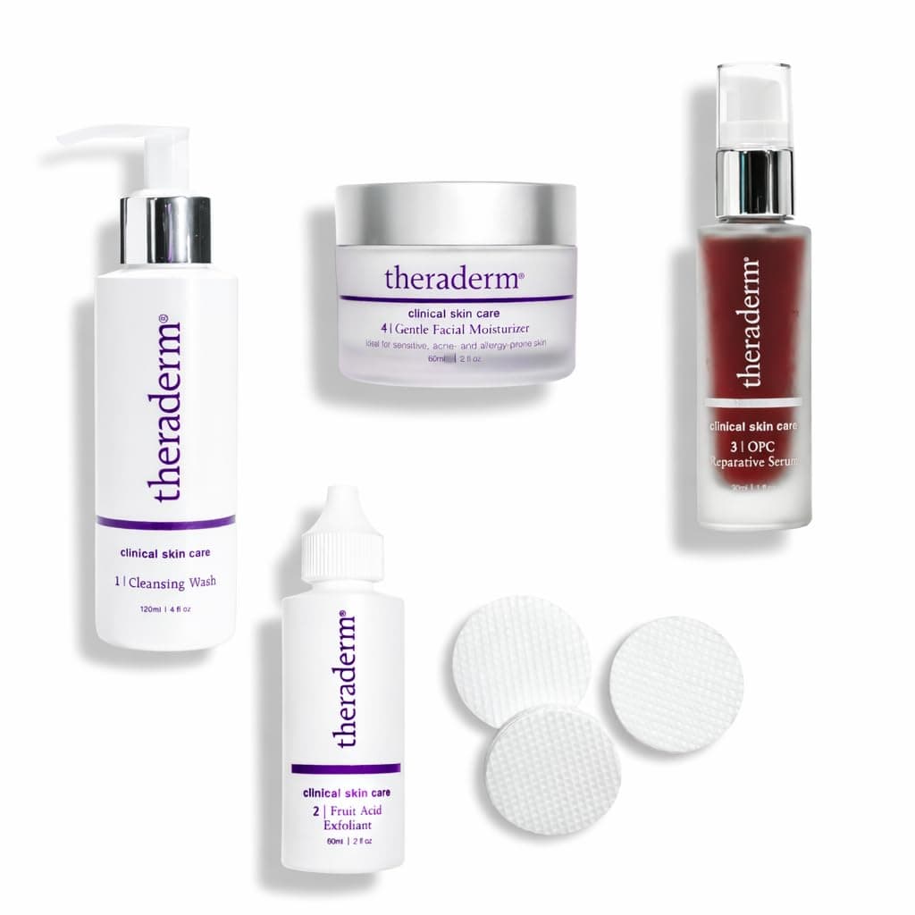 Skin Renewal System with Gentle Moisturizer – 4-Step Skincare Kit with Lactic Acid Exfoliant, Antioxidant Serum & Lightweight Hydration for Sensitive & Combination Skin