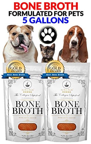 Premium Bone Broth For Pets - Organic Grassfed - Bone Broth For Dogs & Cats (Beef/Chicken /Turkey /No Veggies/ No Salt) 60-day Supply 5 Gallon (20) 32oz. bags- Non-GMO/Gluten-Free/Dairy-Free/Soy Free