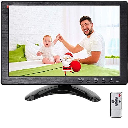10.1 Inch Security Monitor Display 1024 x 600 Resolution Small TV Portable Monitor with AV VGA Input Dual Speakers for CCTV Raspberry Pi PC