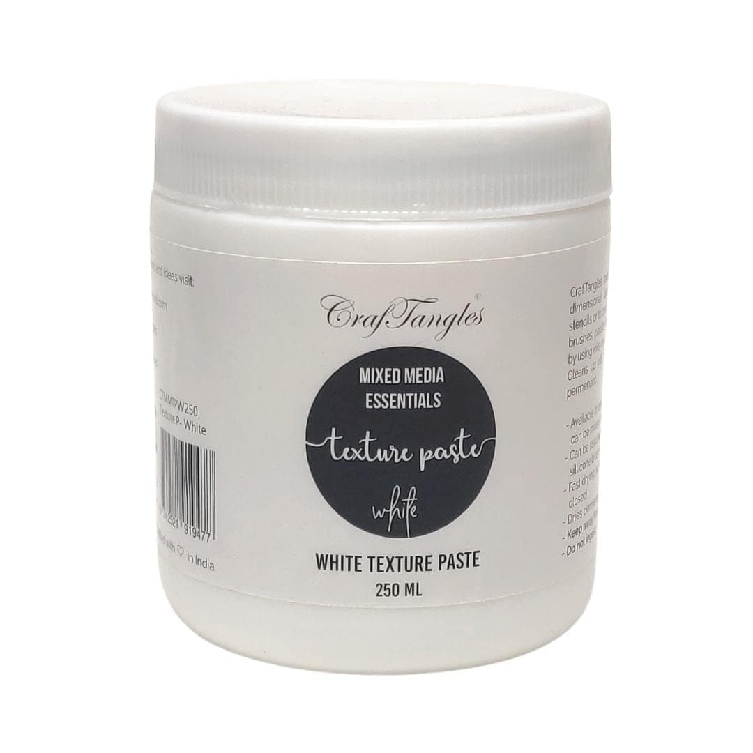 - CrafTangles Texture Acrylic Paste - White (250 ml), For Art and Craft, Non Toxic, Made in India, Artist Grade, Add Texture to Art, CTMMTPW250