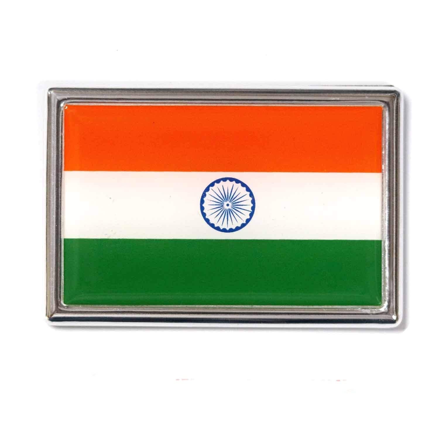 S2S® 3D 5X8cm Chrome Sticker Emblem Badge for Cars, Bikes, Laptop (India Flag)