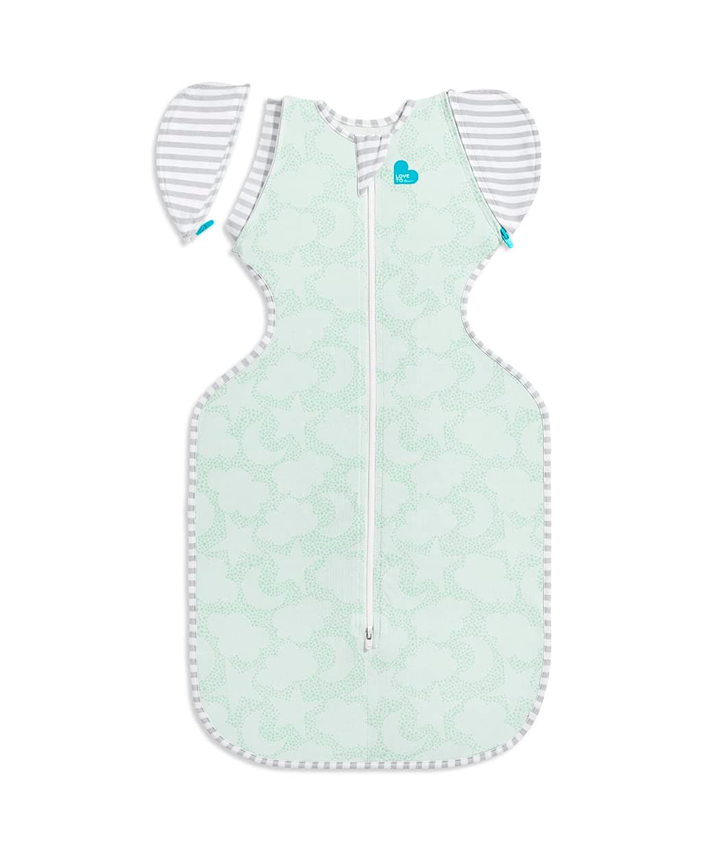Transition Bag Organic 1.0 TOG, Celestial Dot Mint, Large, 19-24 lbs., Patented Zip-Off Wings, Gently Help Baby Safely Transition from Being swaddled to arms Free Before Rolling Over