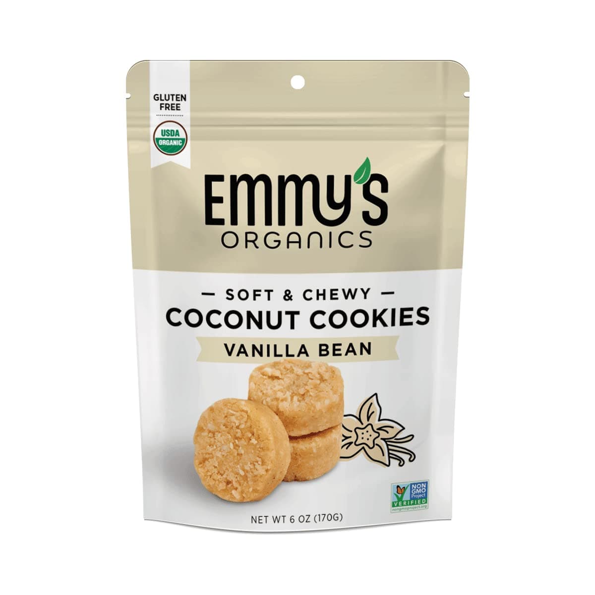 Organics Coconut Cookies, Vanilla Bean, 6 oz (Pack of 2) | Gluten-Free Organic Cookies, Vegan, Paleo-Friendly