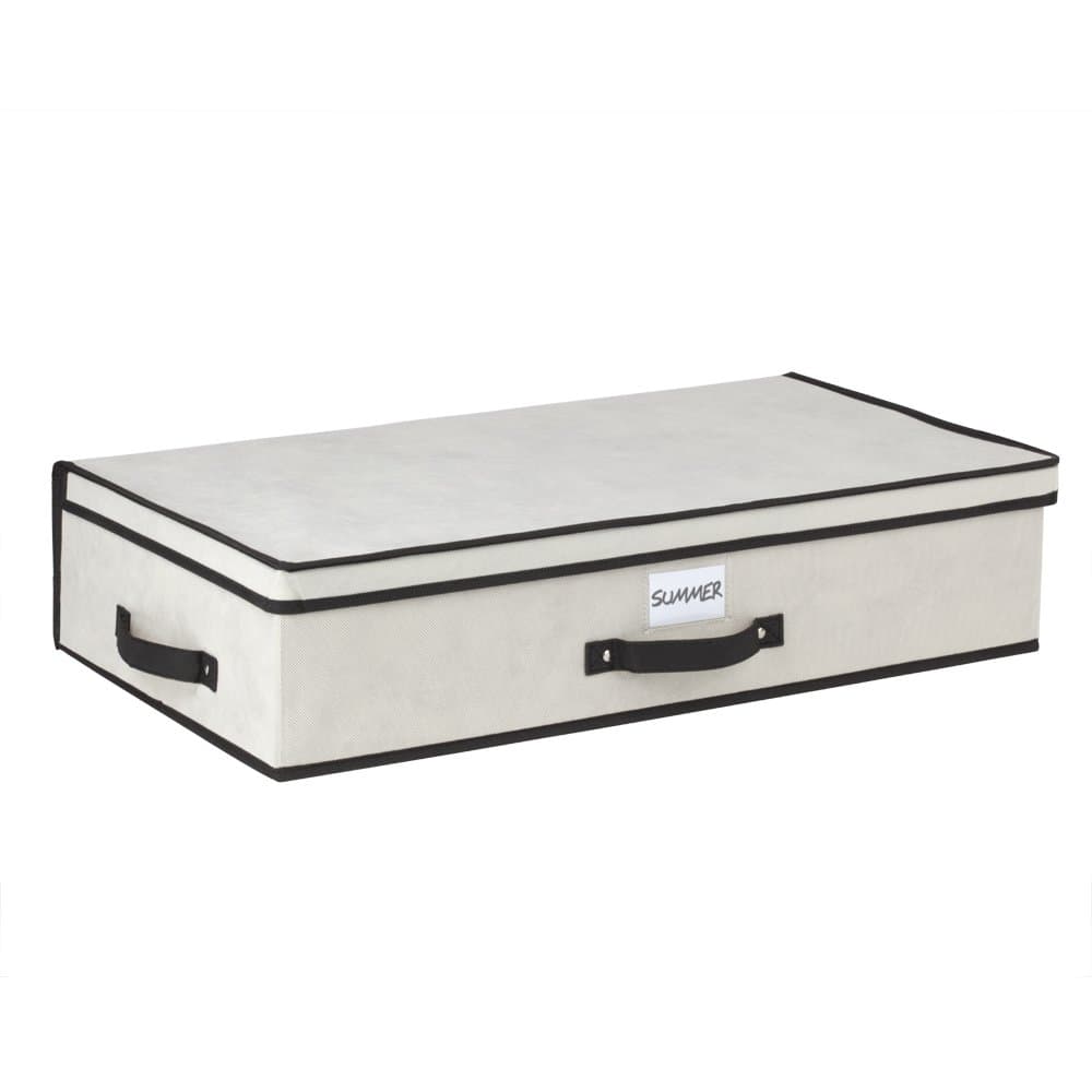 Kennedy Home Collection 5173 Collapsible Under The Bed Storage Box, Black/Cream