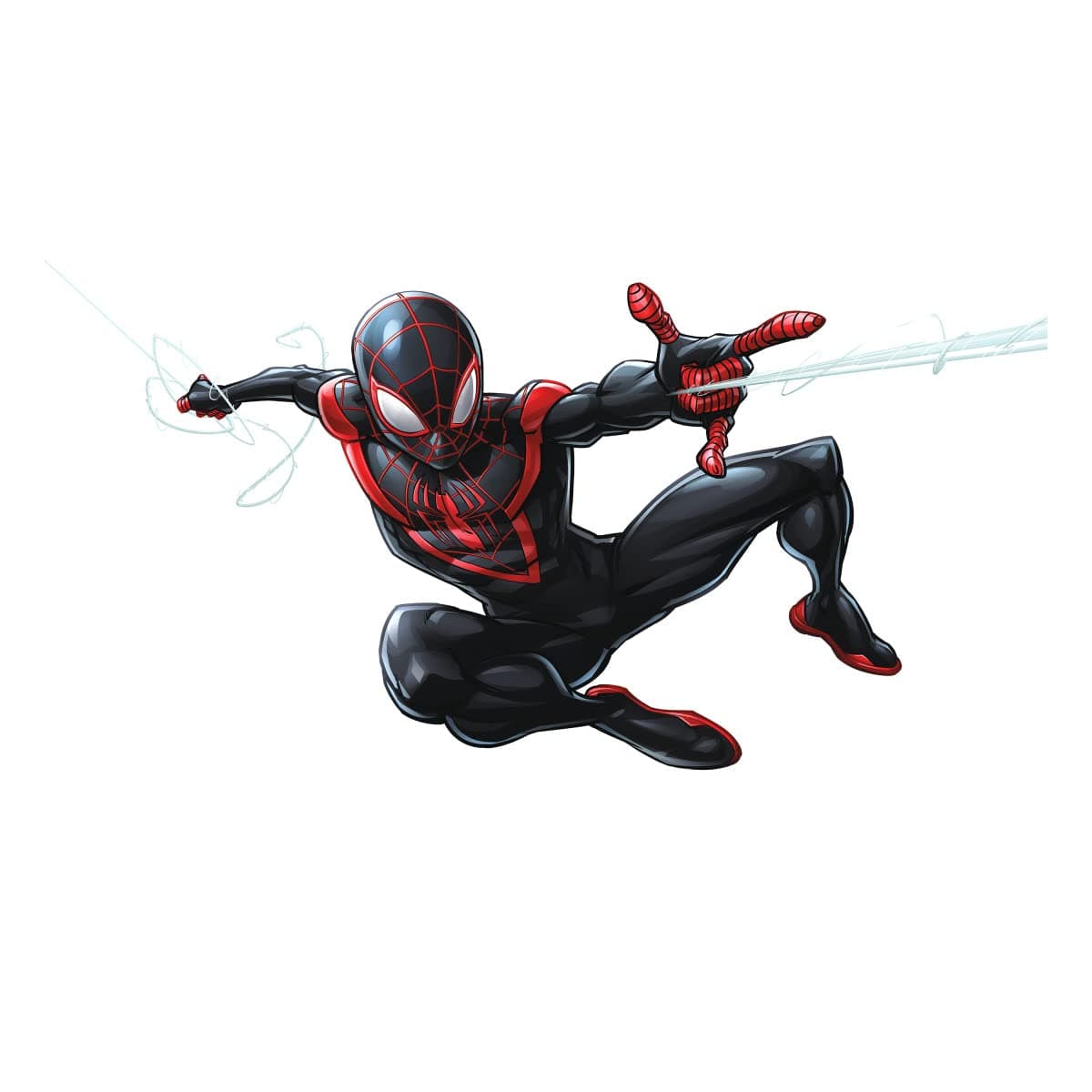 Roommates Spider-Man Miles Morales Peel And Stick Giant Wall Decals, 1 Sheet 36.5 Inches X 17.25 Inches, Black, Red - Rmk3921Gm
