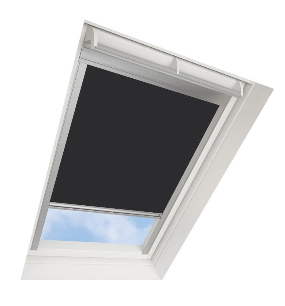 Darkona® Roof Window Roller Blind Suitable for Velux - Blackout - Available in a Range of Colours & Many Sizes (Silver), Polyester, black, C02