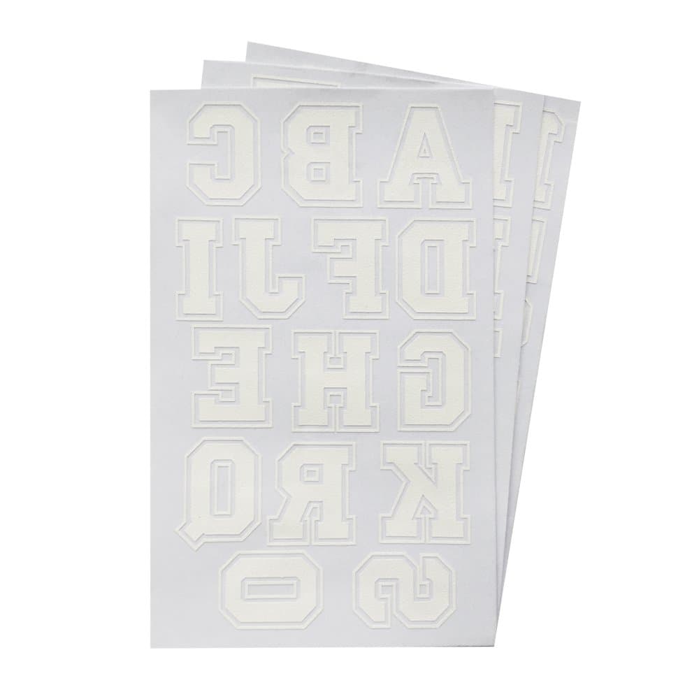 Iron on Letters & Numbers 1.75-Inch White Transfer for Clothing (White - 3 Sheet)