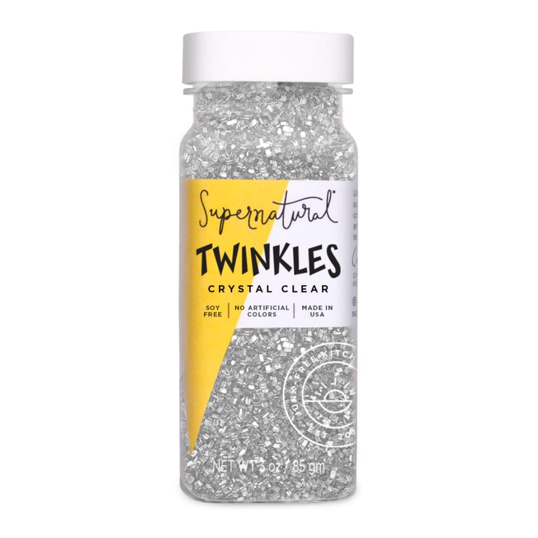 Supernatural Twinkles Decorating Sprinkles, Crystal Clear Sanding Sugar, Non-GMO, Vegan, 3oz, Made in USA