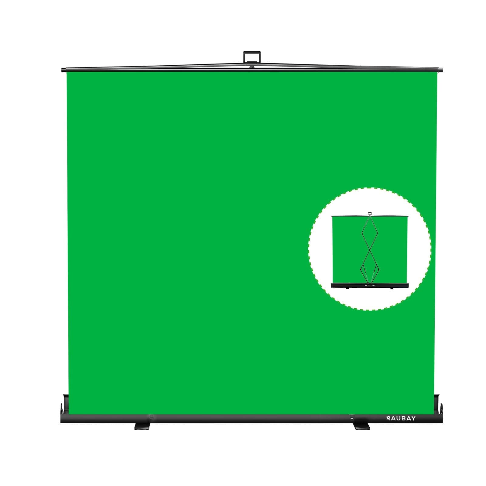 【Wider Style】 RAUBAY 78.7 x 82.7in Large Collapsible Green Screen Backdrop Portable Retractable Chroma Key Panel Photo Background with Stand for Video Conference, Photographic Studio, Streaming