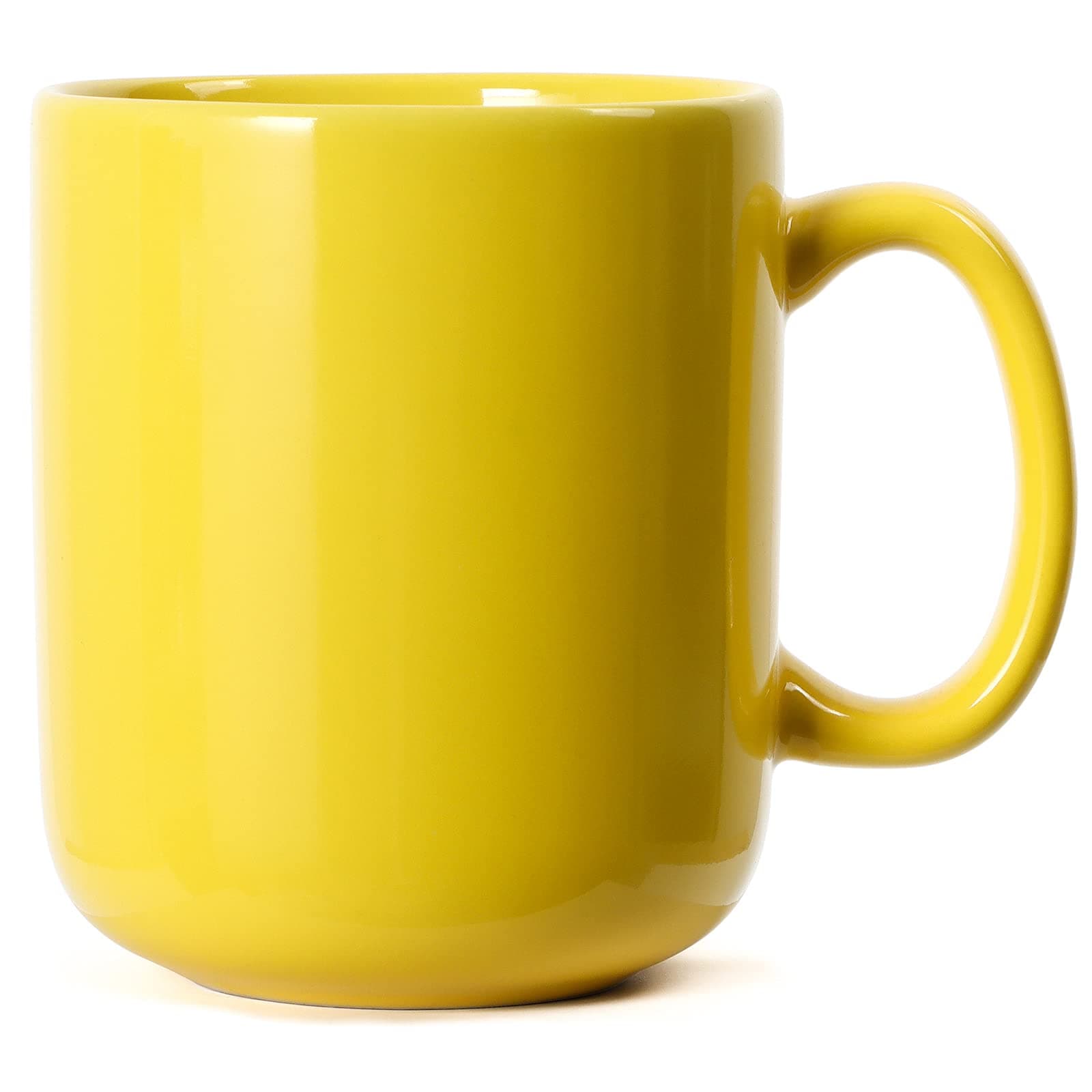 20 OZ Large Coffee Mug, M016 Plain Ceramic Boss Big Tea Cup with Handle for Dad Men, Yellow