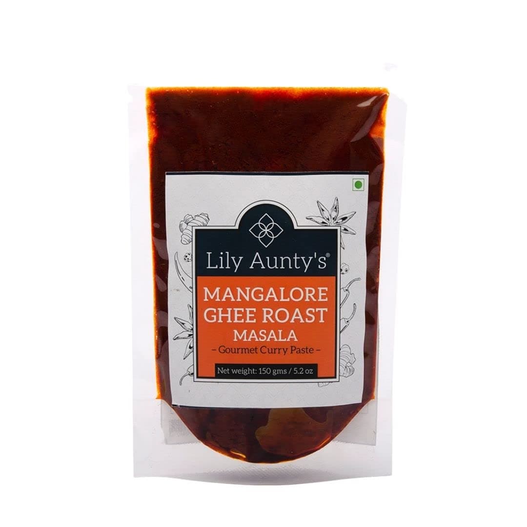 Lily Aunty's Mangalore Ghee Roast Masala | Quantity - 150g (Pack of 1) | Mangalorean Curry Paste | Ideal for Chicken ghee Roast, Prawns ghee Roast, Veg and Fish Dishes| Ingredient Type: Vegetarian