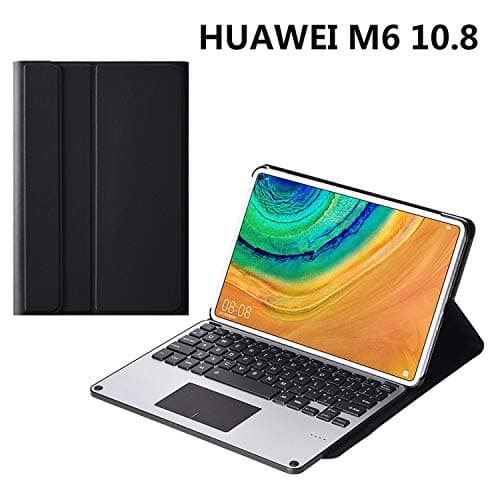Huawei MediaPad M5 Lite 10.1 Keyboard Case, Ultra Thin PU Leather Folio Cover with Detachable Plastic Bluetooth Keyboard for Huawei MediaPad M5 Lite 10.1 (Black)