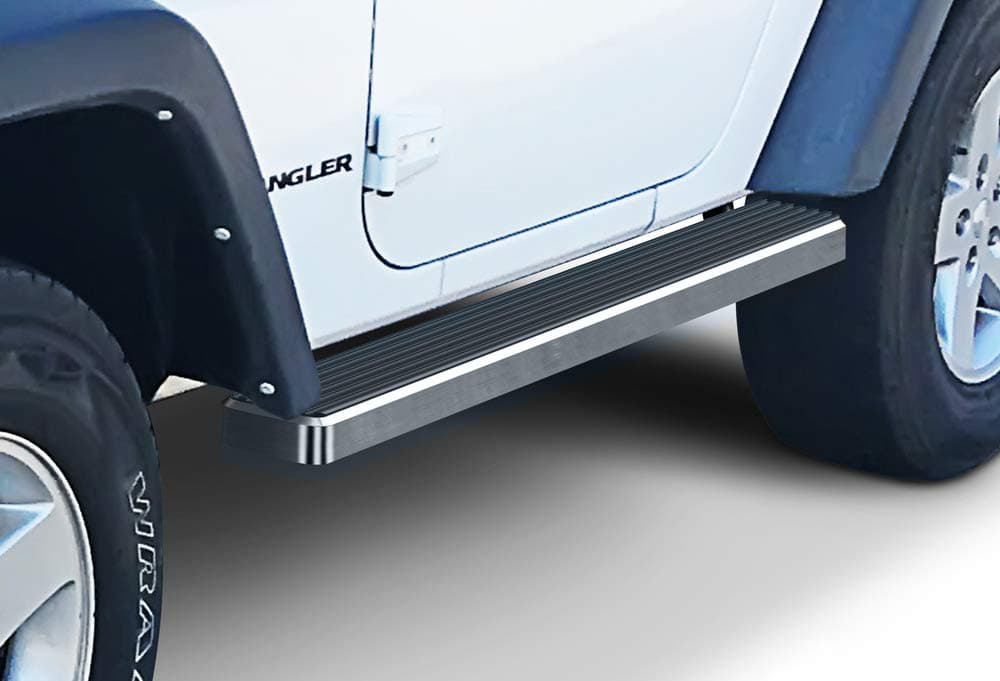 APS Running Boards 4 inches Compatible with Jeep Wrangler JK 2007-2018 2-Door (Factory Sidesteps or Rock Rails Have to Be Removed) (Nerf Bars Side Steps Side Bars)