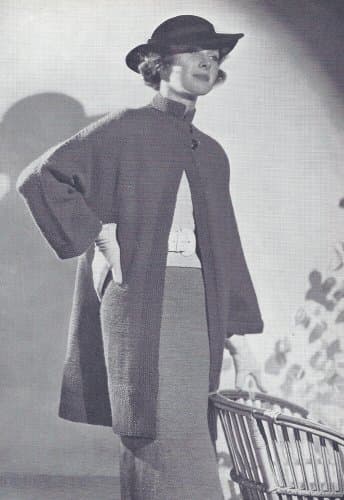 Vintage Knitting PATTERN to make - 1930s Knitted Coat Skirt Set Suit Mandarin Collar. NOT a finished item. This is a pattern and/or instructions to make the item only.