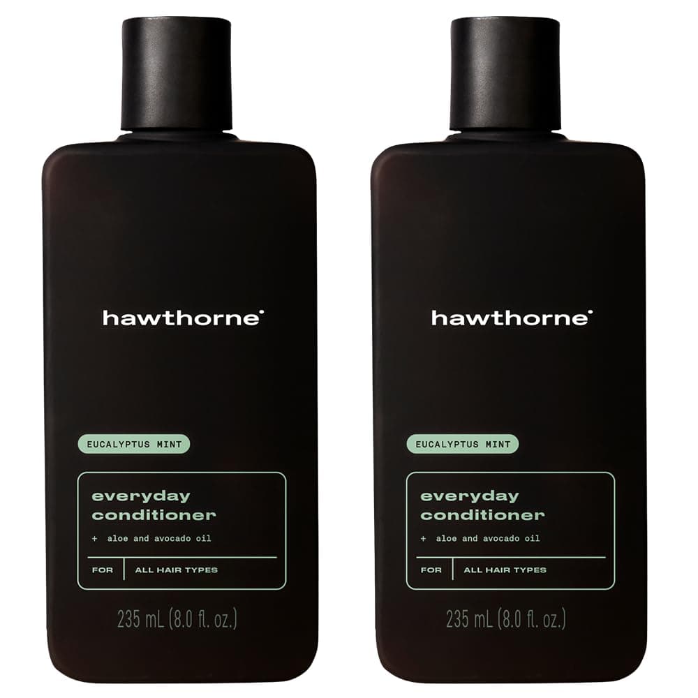 Hawthorne Everyday Conditioner For Men. Mens Conditioner For Stronger, Smoother, Healthier Hair with Plant-Derived Glycerin. Mint and Eucalyptus Scent. Natural, Sulfate Free, Paraben Free. 2-Pack.