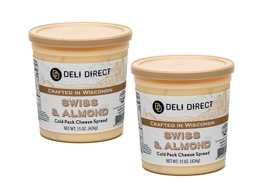 Wisconsin Cheese Spread for Crackers, Pretzels, Sandwiches, or Vegetables, Spreadable Cheese, Great for Charcuteries, 2 Pack,15 oz Each, Refrigerated (Swiss and Almond)