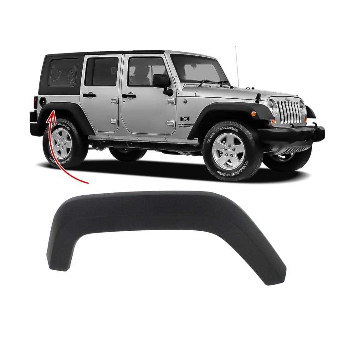 FITRITE AUTO PARTS New Rear Right Passenger Side Fender Flare for 2007-2018 Jeep Wrangler, Textured Black, Made of Pp Plastic CH1769107 5KF16RXFAF