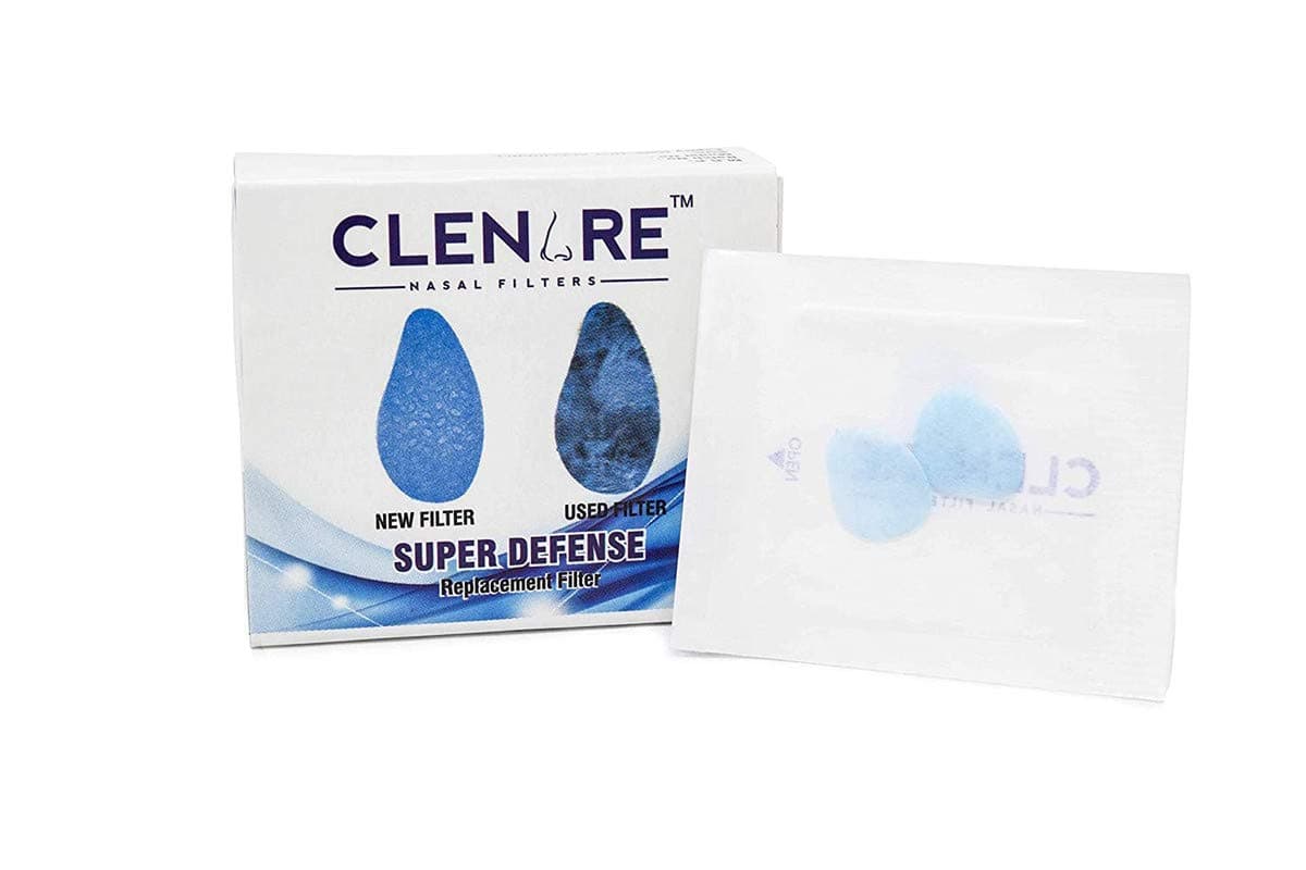 CLENARE Replacement Filters Super Defense (SMALL ROUND) - Stronger Filtration Against Air Pollution and Germs (Pack of 10 Pairs) Breathable, Compatible with Small Round Nasal Filter Body
