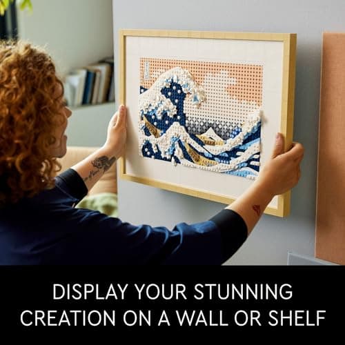 LEGO Art Hokusai – The Great Wave 31208, 3D Japanese Wall Art Craft Kit, Framed Ocean Canvas, Creative Activity Hobbies for Adults, DIY Home, Office Decor