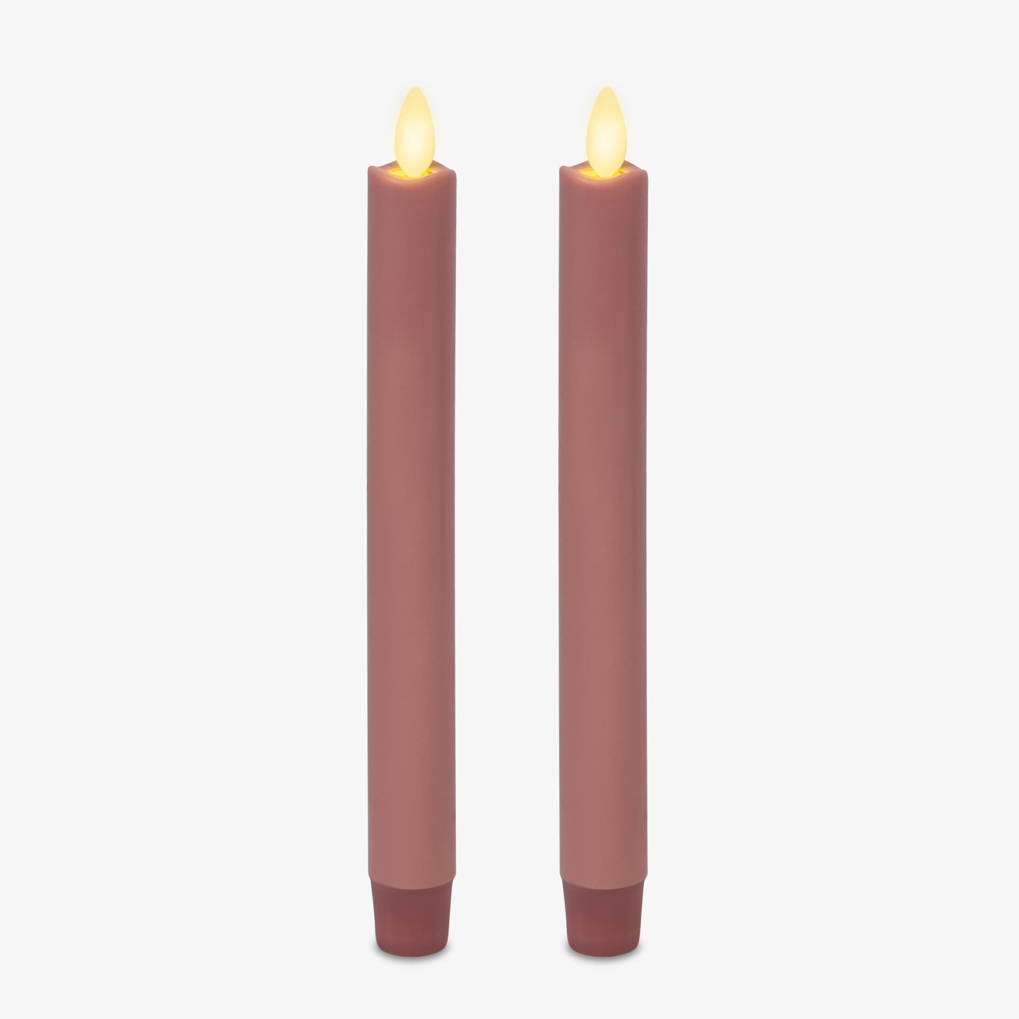 Flameless Battery Operated Taper Candle - Rose Tan - Pack of 2-1x9.75 - LED Flickering Flame - Realistic Safe for Home Kids and Pets