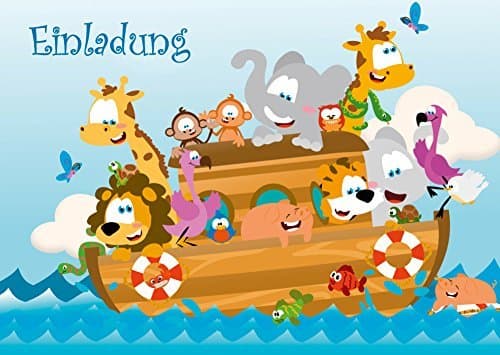 "Animals in the Zoo-Noahs Ark: Set of 6 fun Invitations for A children's birthday Party or in the Zoo Theme Party or Children's Birthday Party Invitations for Girls and Boys