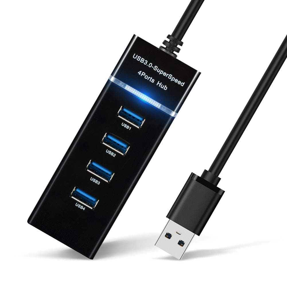 USB Hub Split Multiport Adapter - USB 3.0 Splitter for Multiple Ports to Laptop, Multi USB A Port Expander for PS4, 4 Port USB Hub Connectors, 900mA Volt Charger, No Powered, PC Accessories&USB Dock