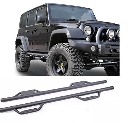 Ajaa 2007-2018 Jeep WRANGLER UNLIMITED Jk 4 door black hoop style running boards (Nerf Bars | Side Steps | Rails)
