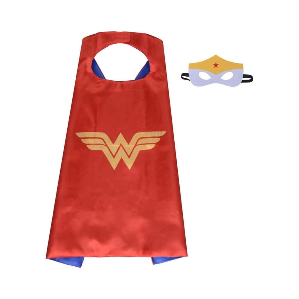 Wonder Woman Cape and Mask Costume Set for Kids 3-8 Years – Kids Superhero Costume for Girls – Wonder Woman Costume | Halloween Costume for Girls; Cosplay Dress Up for Role Play