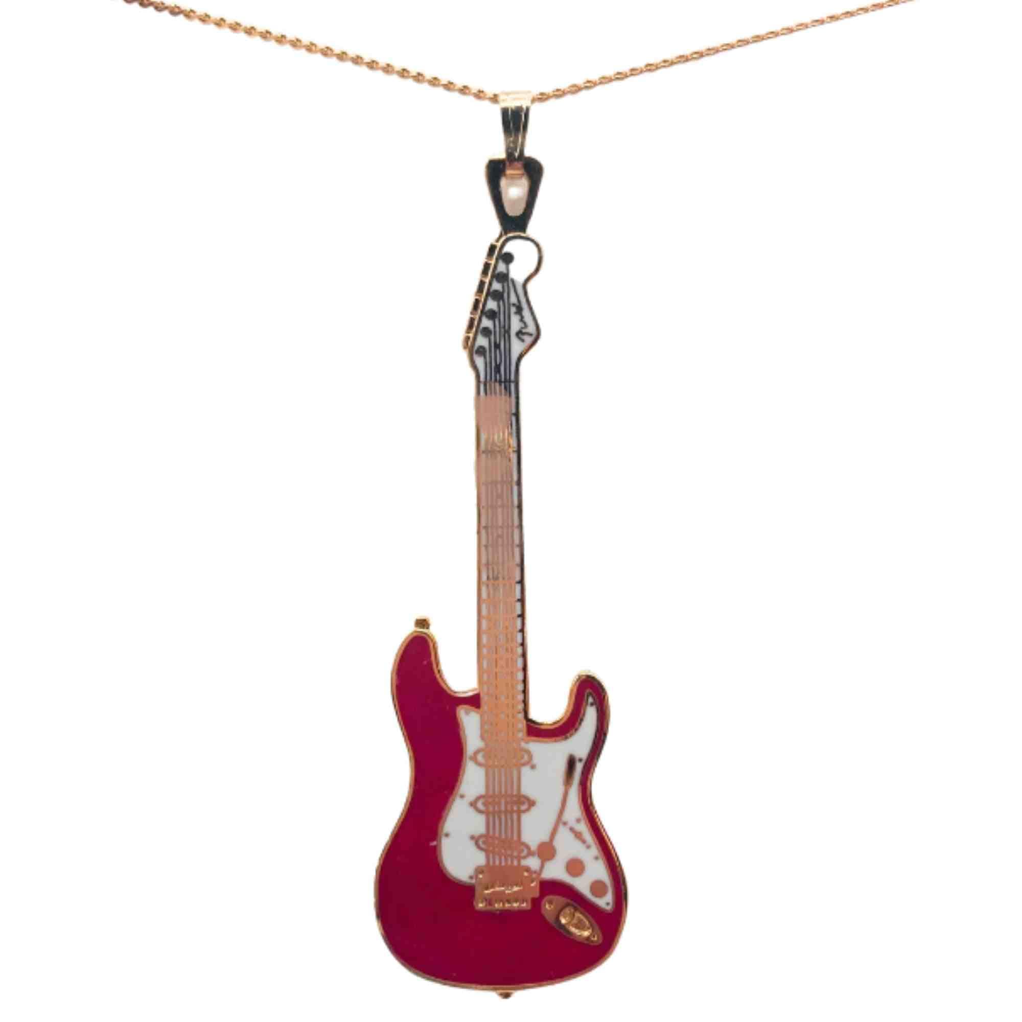Fender Stratocaster Necklace - Red With White Pickguard