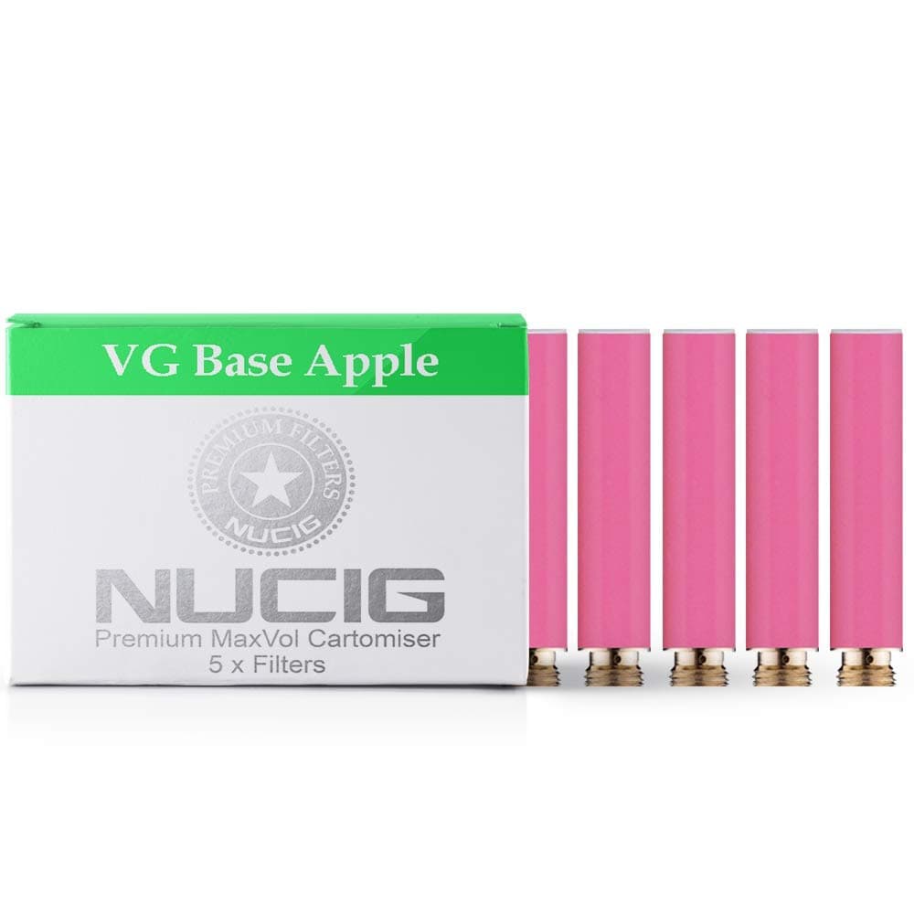 Pack of 5 Pink 0MG Apple Flavour Refill Cartomiser Filter | ***VG Premium | for e Shisha e Hookah e Cigarette Electronic Cigarette ego (Pink) | Nicotine Free | Tobacco Free
