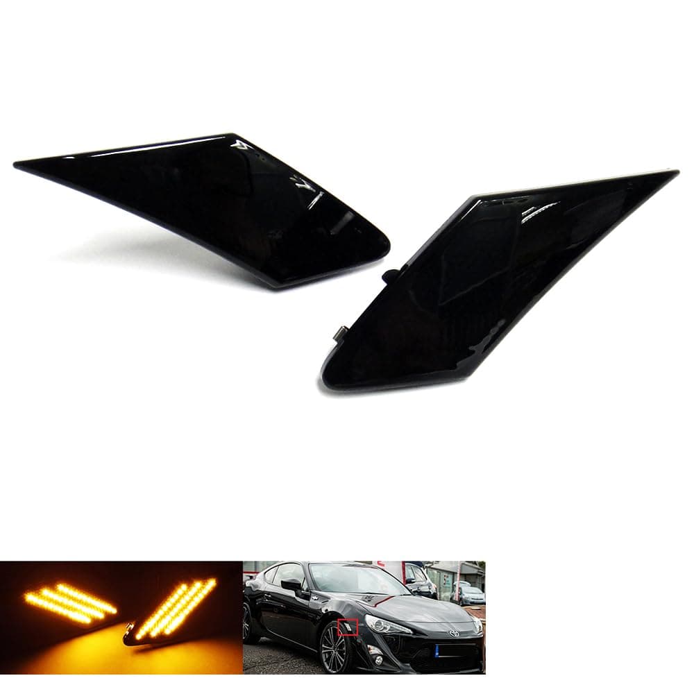 RZG 2x Black Smoked Lens Side Bumper Indicator Amber LED Marker Light For 2012-up BRZ 86 GT86 FR-S