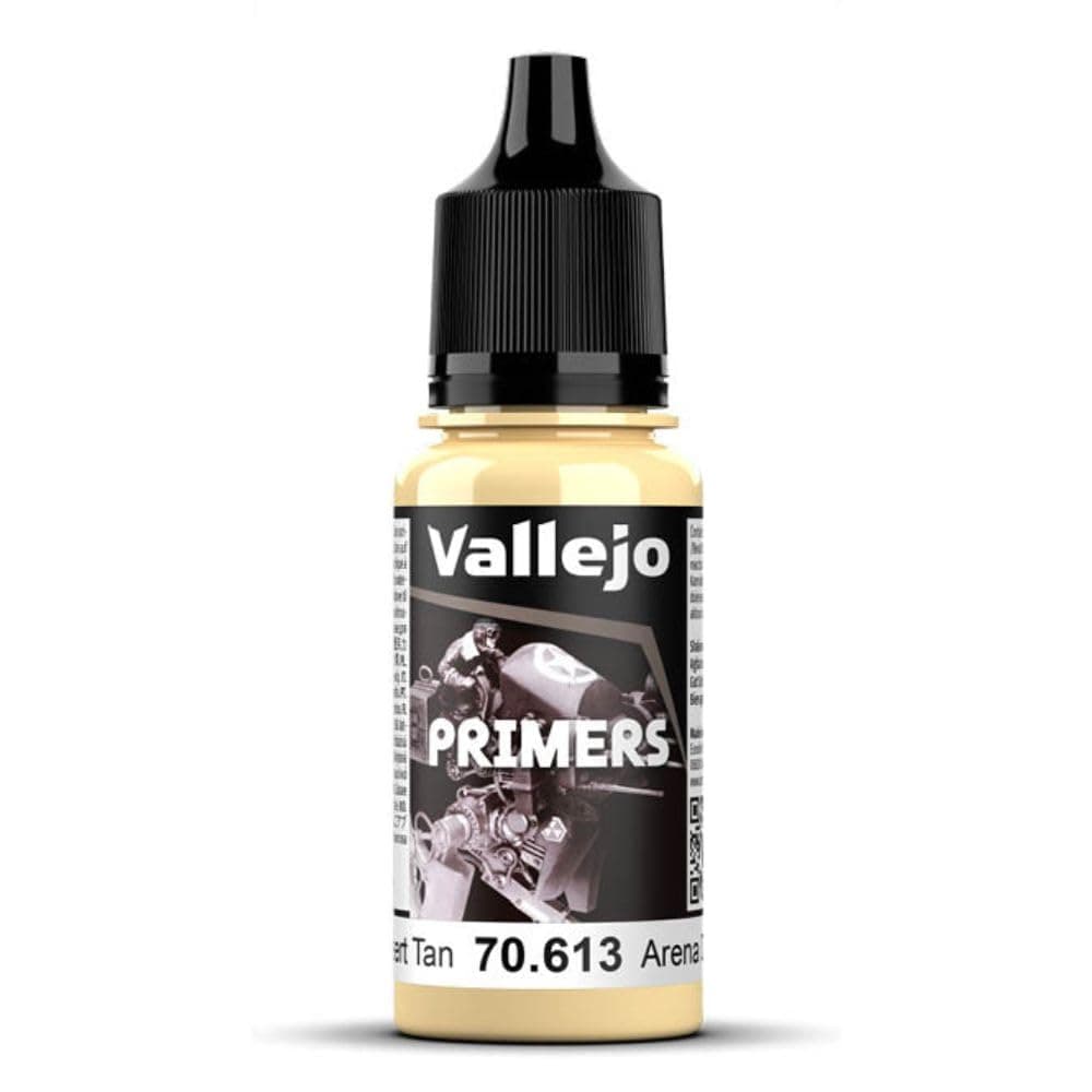 Vallejo - Surface Primer Color | Desert Tan Acrylic Primer 18 ml (0.6 fl.oz.) | Matte Finish and Fast Drying | Perfect for Airbrushing and Great Adhesion to Figurines and Scale Models