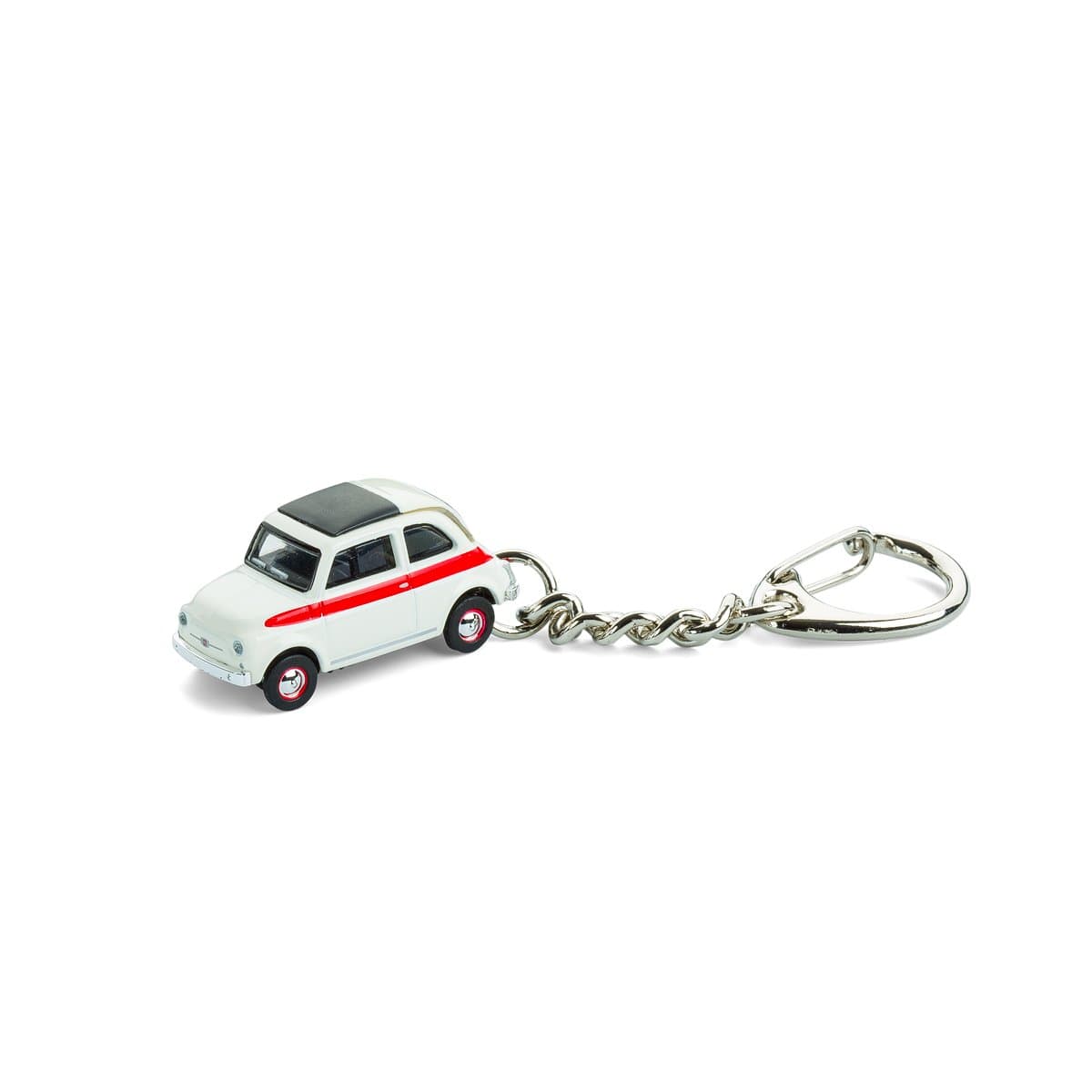 Keyring with model car for all car and classic automobile fans - cult car, Fiat 500 Sport, 1:87