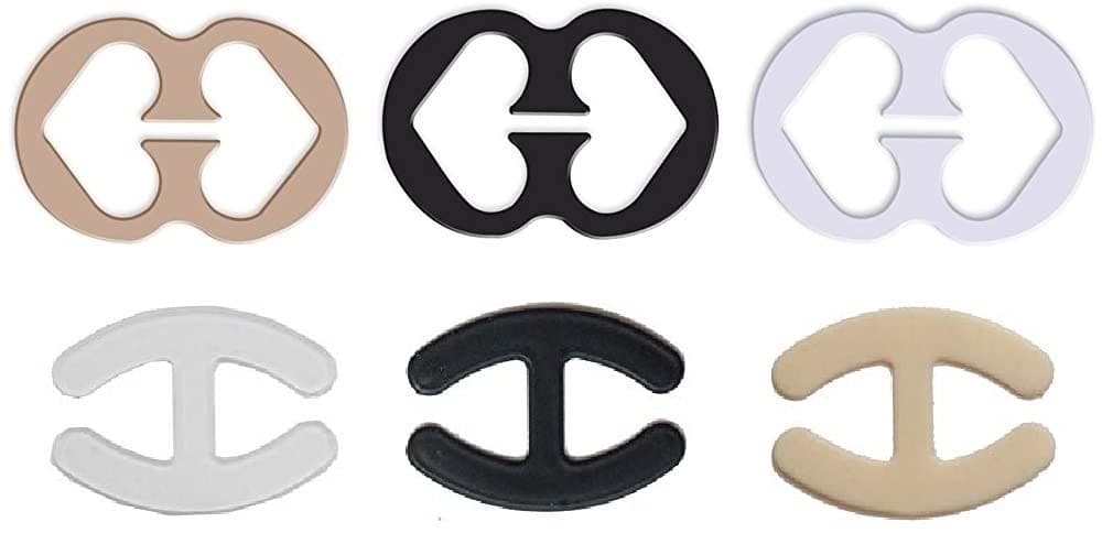 Ritu CreationWomen PVC Bra Strap Converter, Racerback Bra Clip, Conceal Straps and Cleavage Control Bra Clips, Free Size, Color- Black White, Beige, Pack of 3