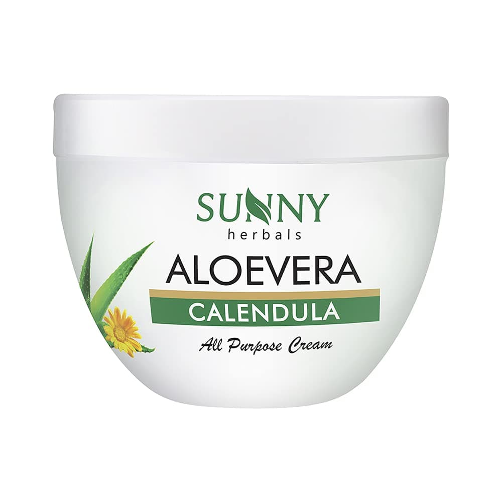 Sunny Herbals Aloevera & Calendula All Purpose Face Cream | Helps Prevent Scarring & Sunburn | Calendula Suitable For Delicate Skin | Aloevera Helps To Moisturize Skin & Gives a Healthy Glow, 250 gm