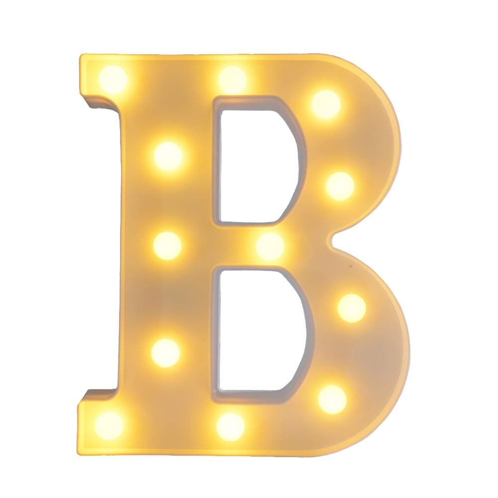 CJWPOWER LED Letter Lights Sign for Wall,26 Alphabet Battery Powered Marquee Letter ,Light up Bright Lamp Words for Home ,Hotel,Indoor Wall Decor- B