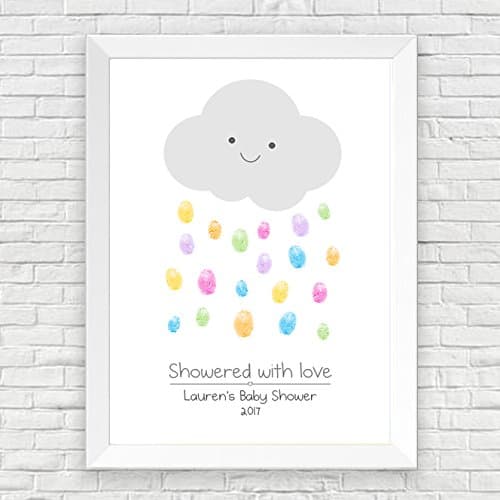 Personalised Unisex Baby Shower Cloud Finger Print Tree Alternative Plus 4 Inks