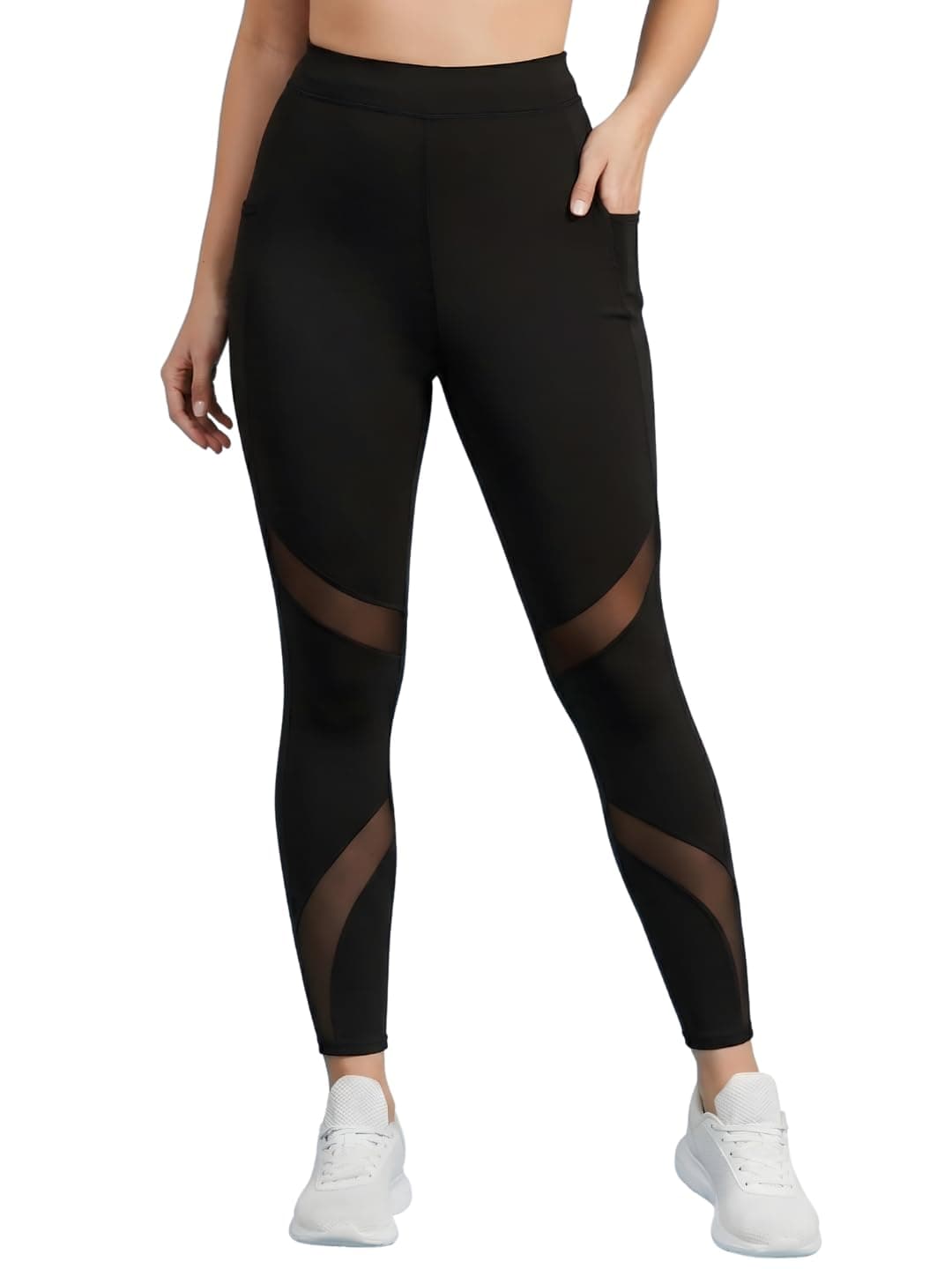 BLINKIN Stretchable Gym Pants for Women Workout : The Ultimate Yoga Pants | Workout Lowers | Gym Track Pants for Woman with Mesh Insert & Side Pockets (2670)