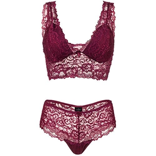 Women's 2 Piece Lingerie Set for Honeymoon Boudoir (X-Small, Red)