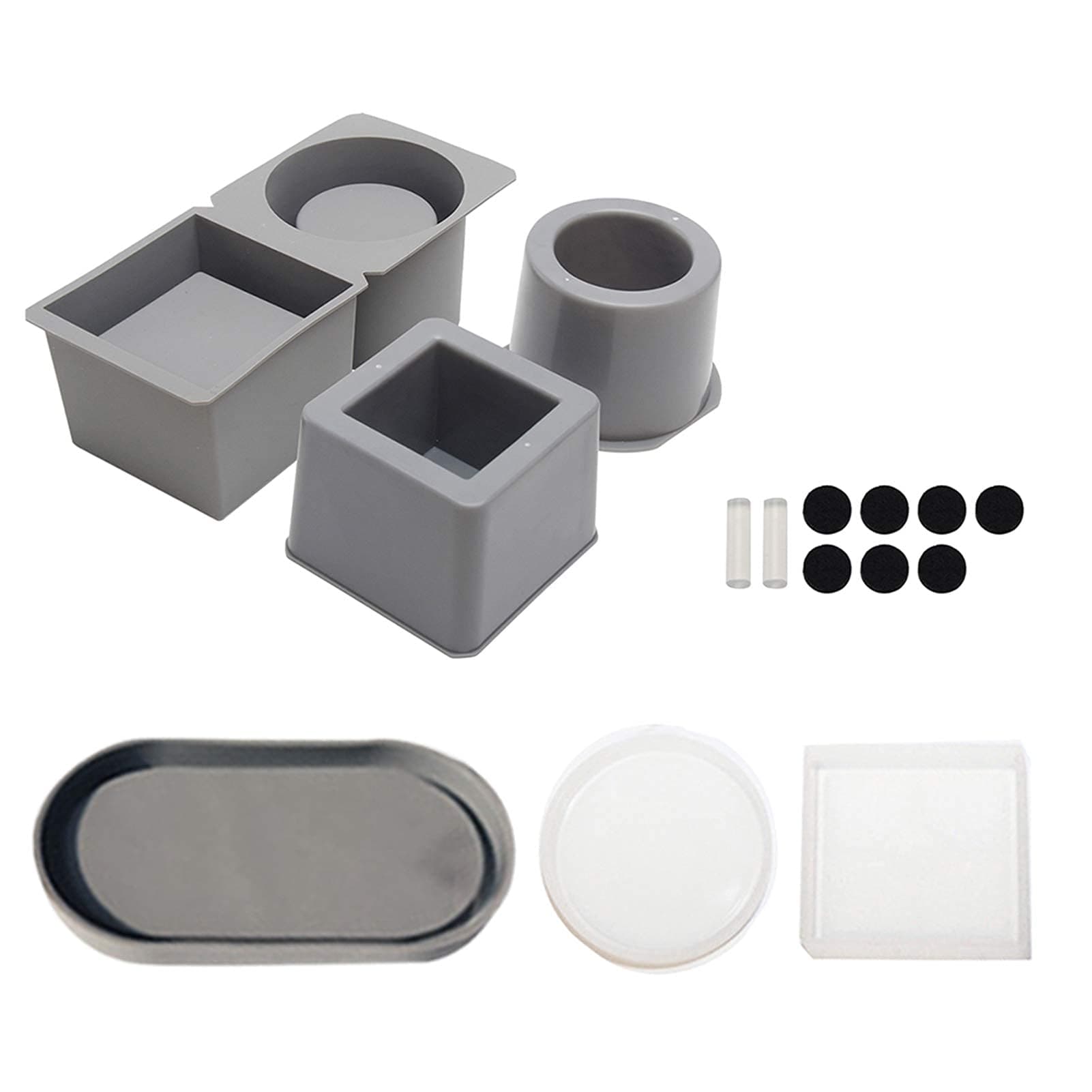 Concrete Molds, DIY Reusable Silicone Planter Mold Flower Pot Mold Set Cement Concrete Square Round Accessories Concrete Planter Smooth Surface, Easy to Demold