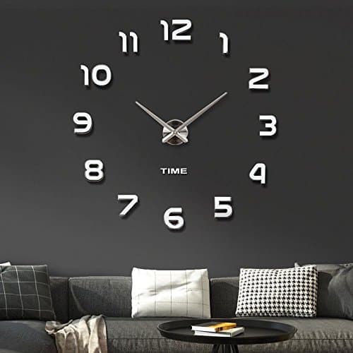 Originalidad Mirror Wall Clock DIY Wall Clock 3D Wall Clock Stickers Modern Wall Clock for Living Room/Bedroom, Home Decor