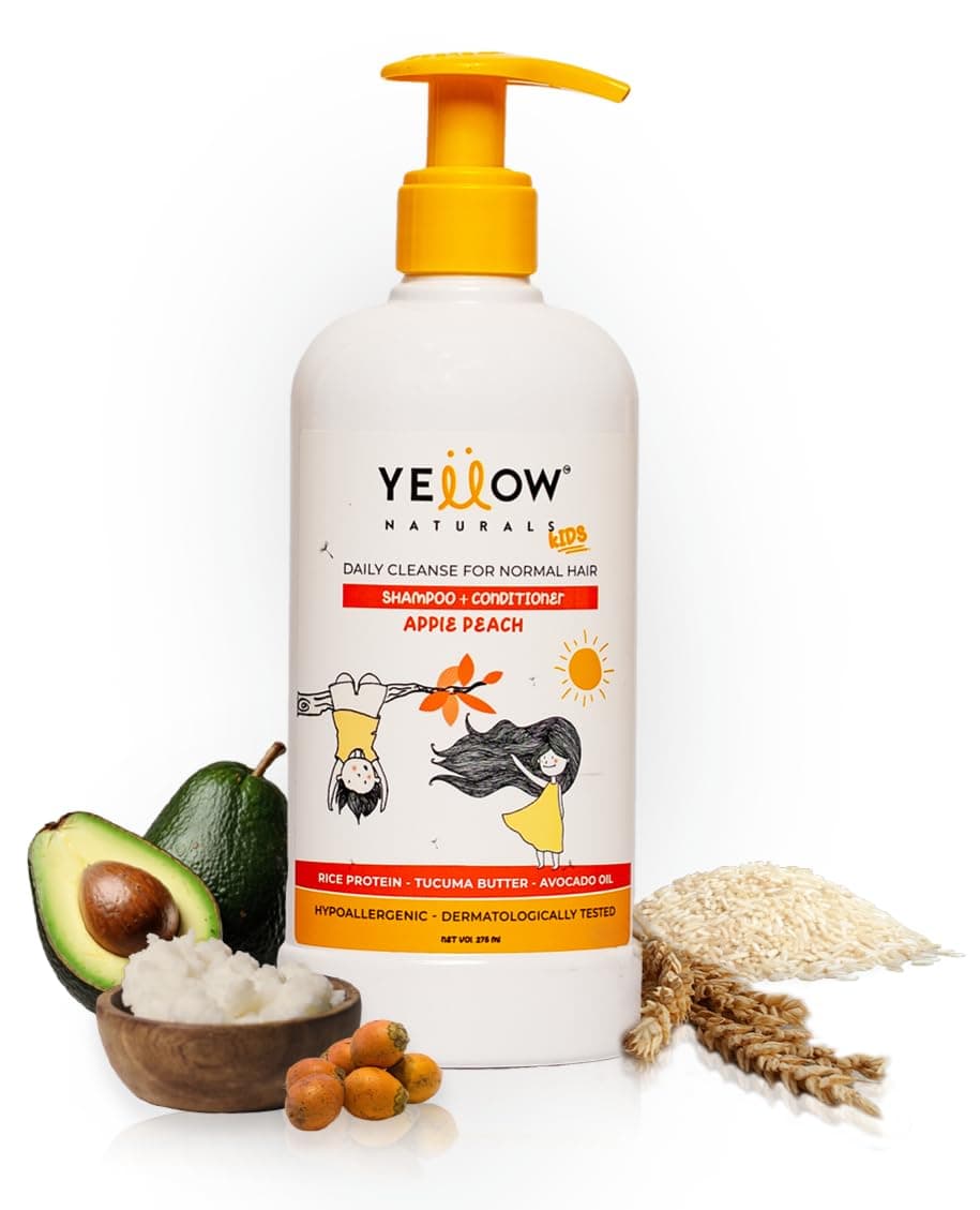 Kids Shampoo for 4 to 12yrs-275 ml | Kids Conditioner, PH Balanced, Rice Protein & Tucuma Butter, Sulphate & Paraben Free, Daily Cleanse for Normal Hair (Apple Peach)