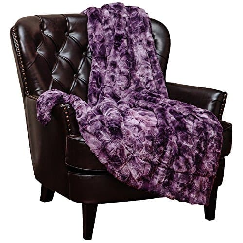 50x65 inches , Aubergine : Chanasya Super Soft Fuzzy Fur Faux Fur Cozy Warm Fluffy Beautiful Color Variatiion Print Plush Sherpa Dark Purple Fur Throw Blanket (50" x 65") - Aubergine Violet Waivy Fur Pattern