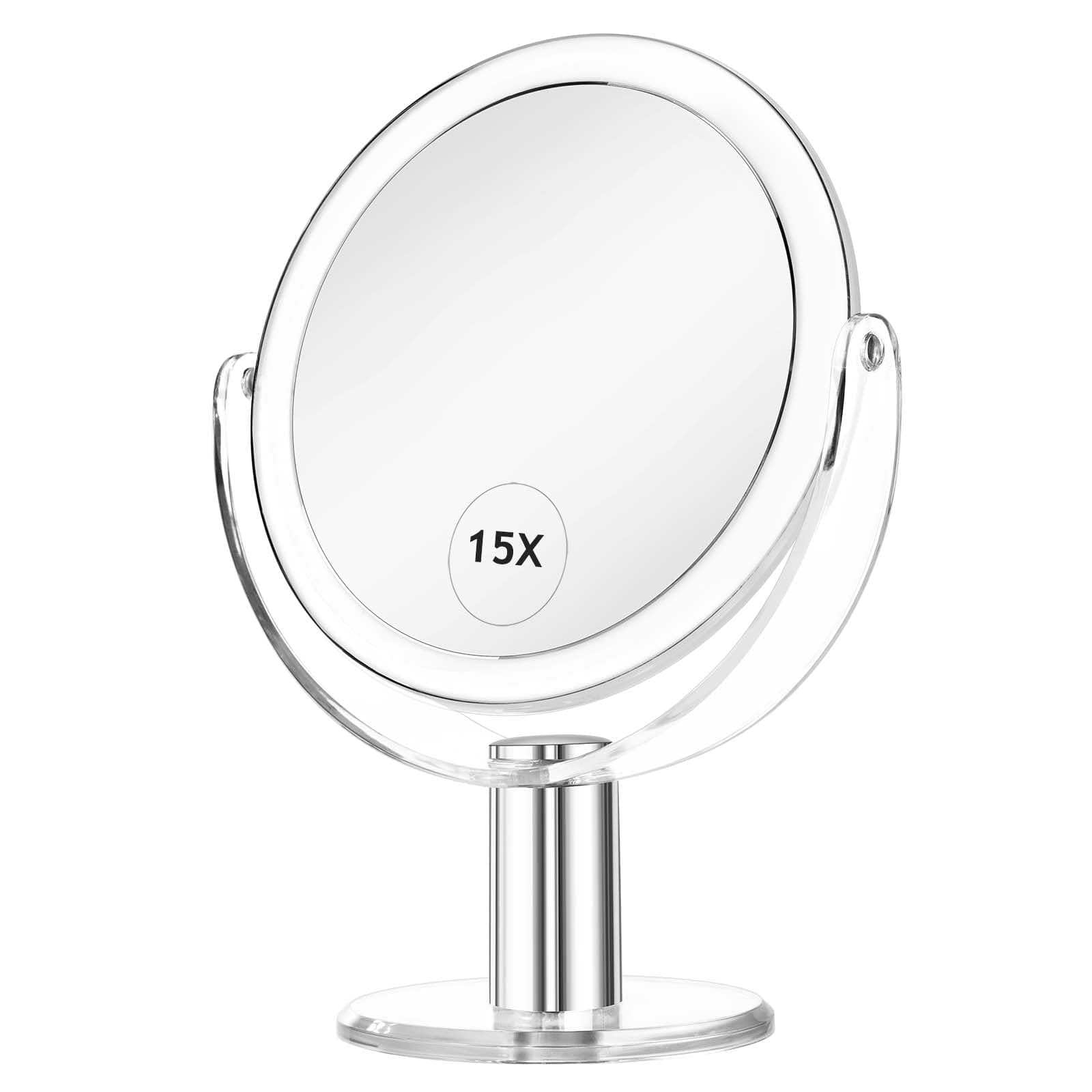Vanity Mirror Makeup Mirror with Stand, 1X/15X Magnification Double Sided 360 Degree Swivel Magnifying Mirror, 7.4 Inch