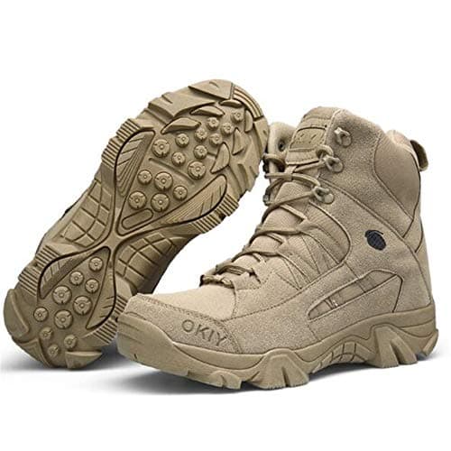 Ocamo Men¡¯s Tactical Boots Army Tactical Combat Military Ankle Boots Outdoor Hiking Desert Shoes