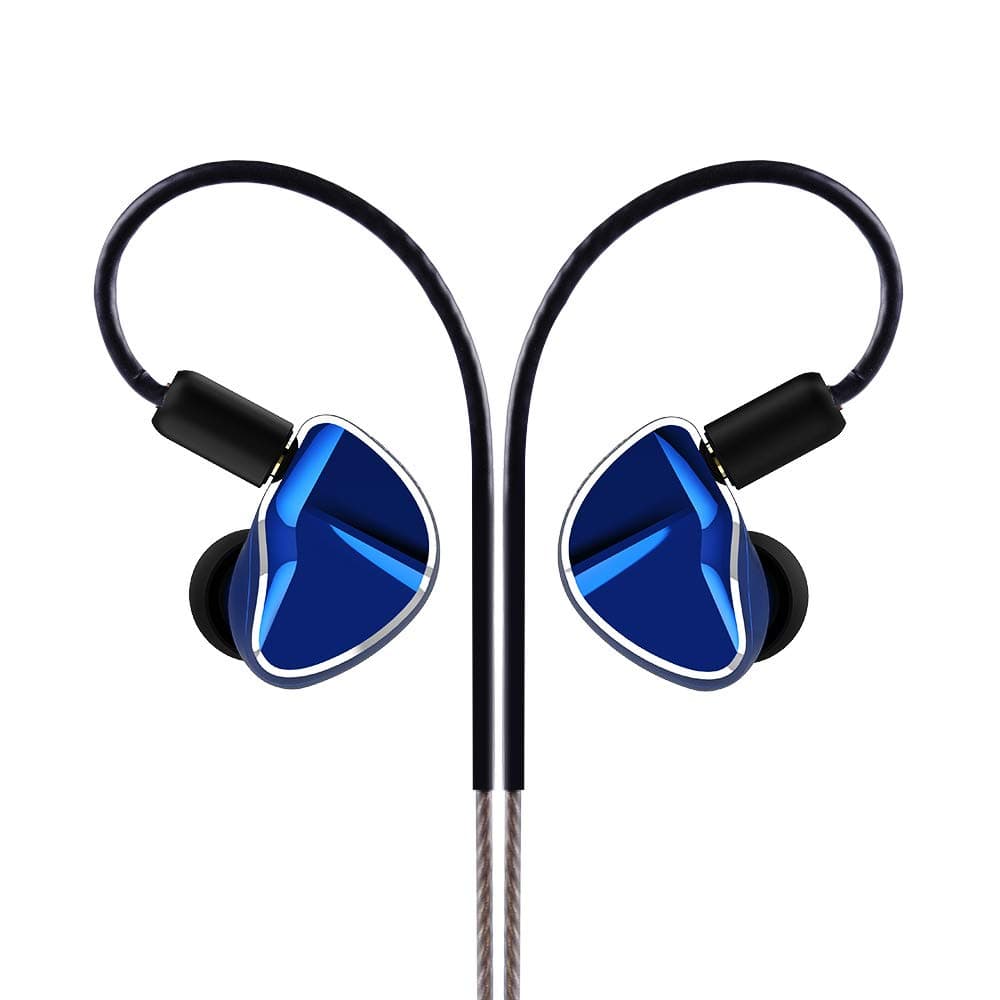 Yinyoo D2B4 Earphones Hifi Stereo Bass Headphone with 4BA and 1DD Hybrid Drivers, Metal In Ear Headsets Musician's Earbuds IEM with MMCX Cable (Blue no Mic)