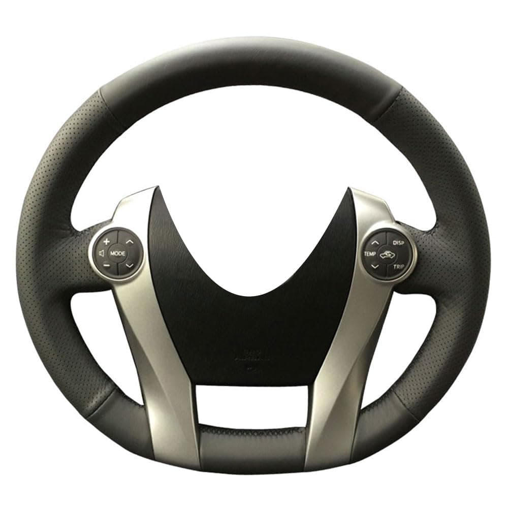 DIY Steering Wheel Cover for 2010 2011 2012 2013 2014 2015 Toyota Prius Hatchback/for 2012-2019 Prius C/for 2012-2017 Prius V Wagon Plug-in Black Microfiber Leather Interior Accessories