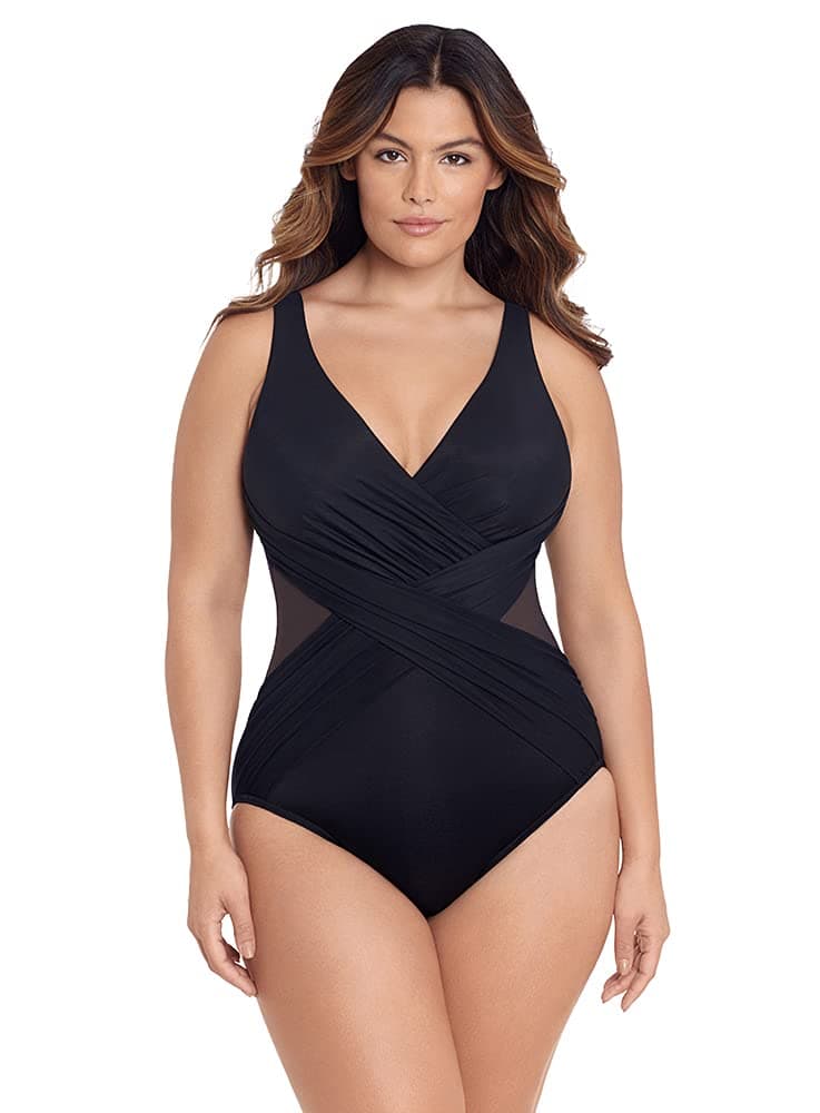 MiraclesuitIllusionists Crossover Women's Plus One Piece Swimsuit, Size